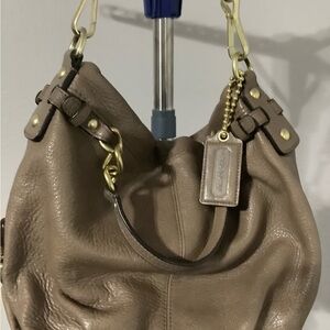 Coach Brown/Taupe Leather Hobo Bag
